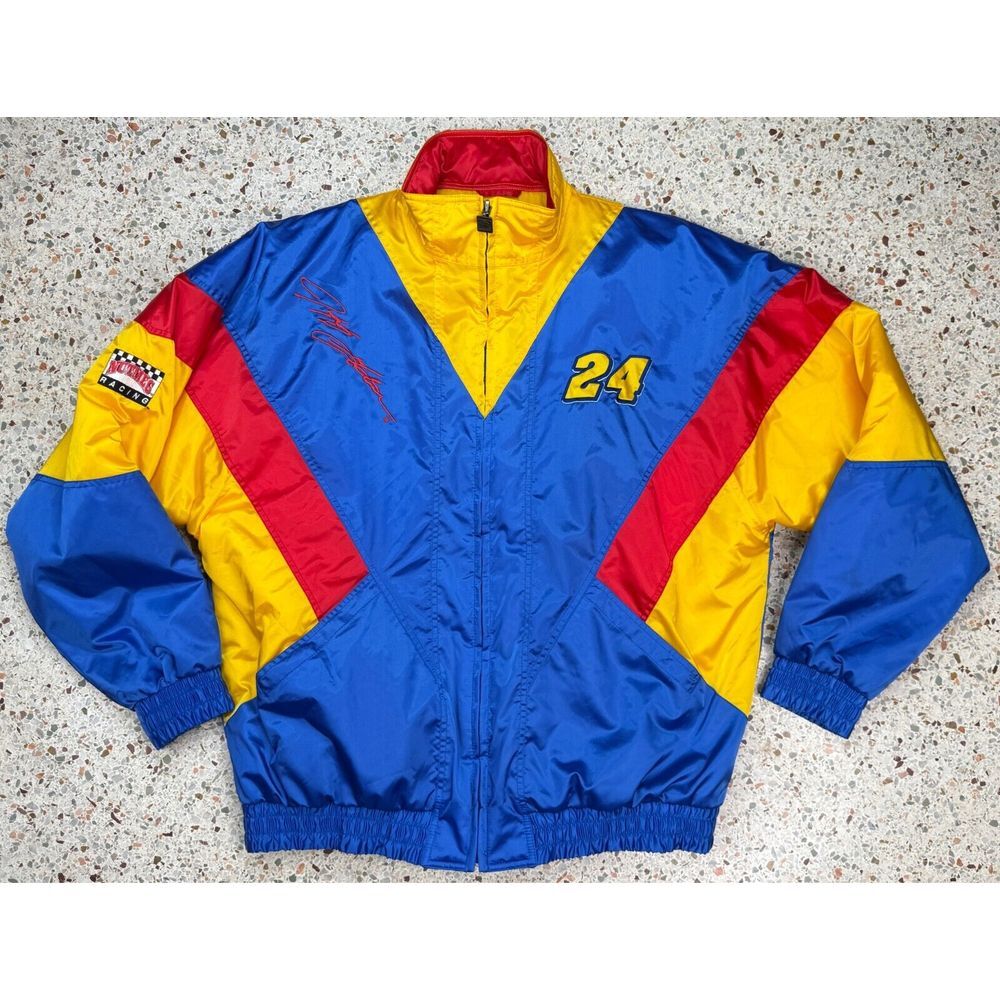 Nutmeg Racing Vintage Nascar #24 Jeff Gordon Full Zip Satin Jacket Size XL